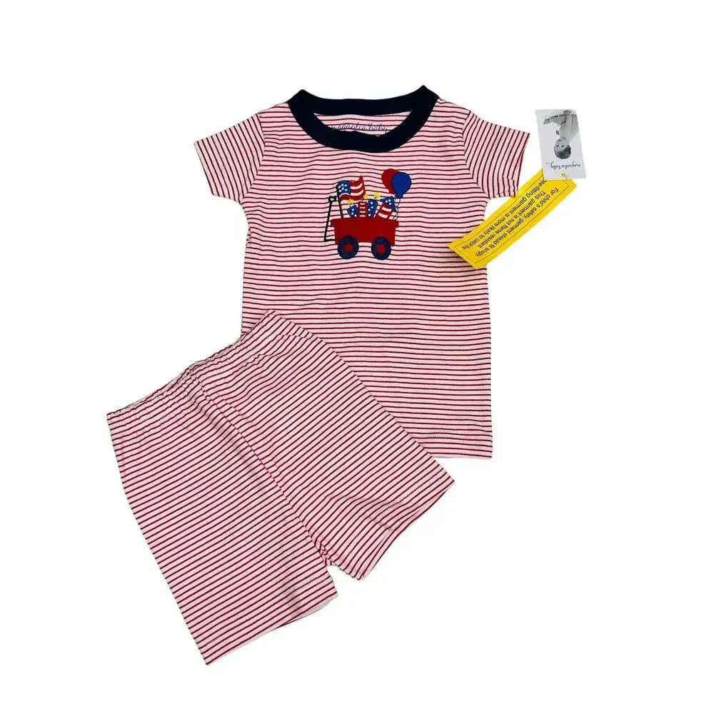 NWT Magnolia Baby Size 6 Stars and Stripes PJ Set